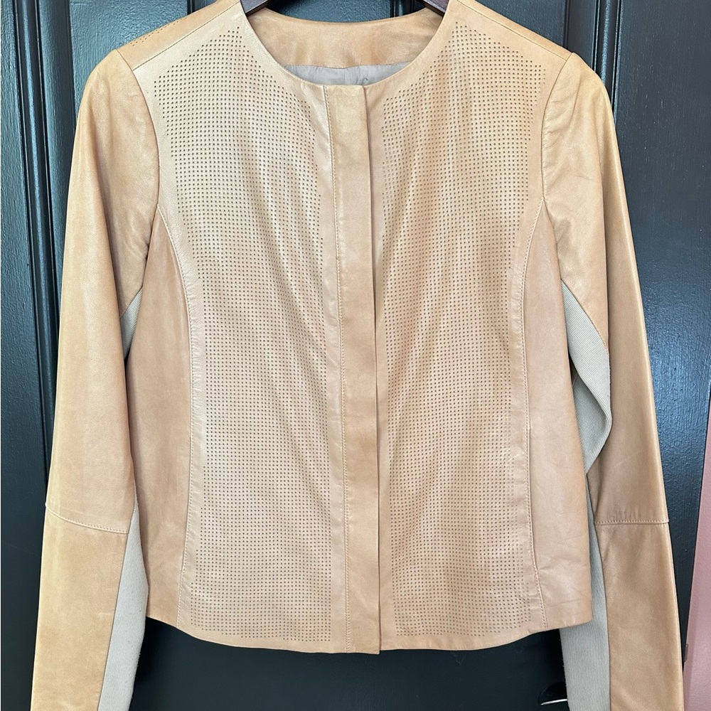 VINCE perforated leather jacket